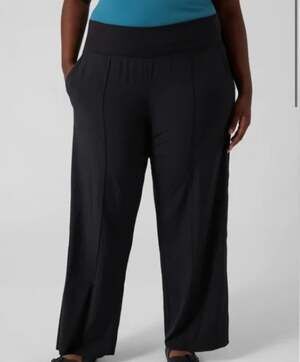 Athleta Nolita Wide Leg Pants High Rise Black Tuxedo Stripe Pull On Plus Size 26